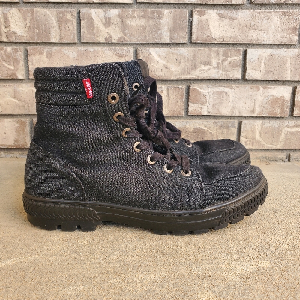 Levi's Richmond Black denim red tab Lace up men's sneaker shoes 517612-01A
